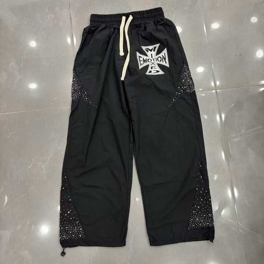 MIXED EMOTION Cross Logo Nylon-Style Casual Shorts