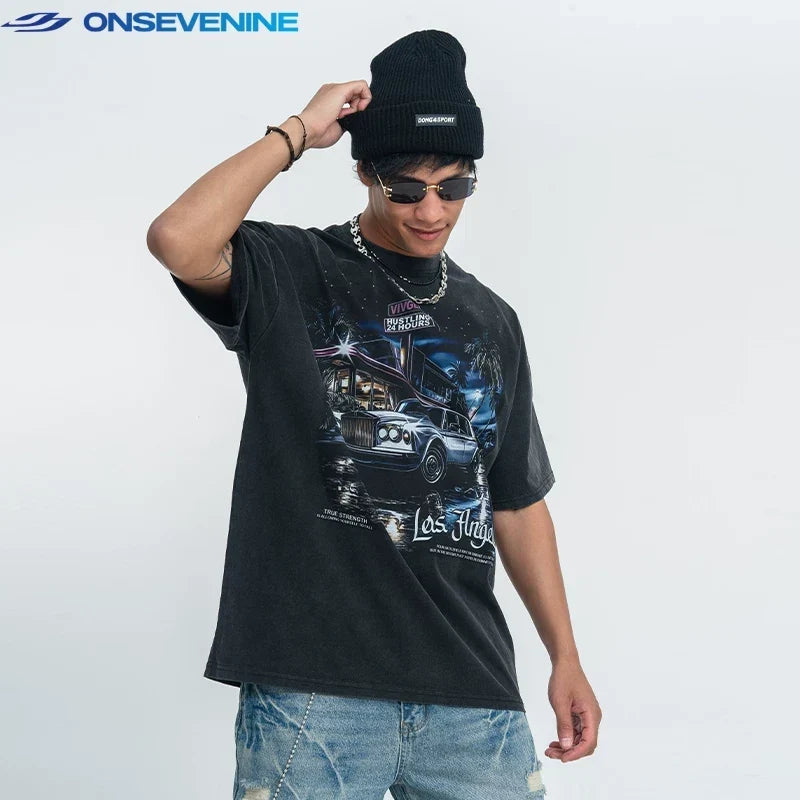 ONSEVENINE "Los Angeles" Vintage Car Graphic Tee